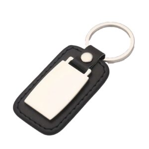 Sleutelhanger leder met metalen plaatje